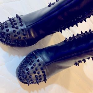 Black Cape Robbin Jagged Studded Platform Boots